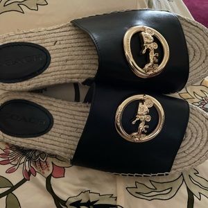 Coach sandals w gold embellishments worn once